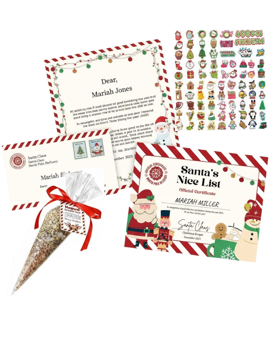 Deluxe Letter + Nice List Certificate + Stickers + Reindeer Food