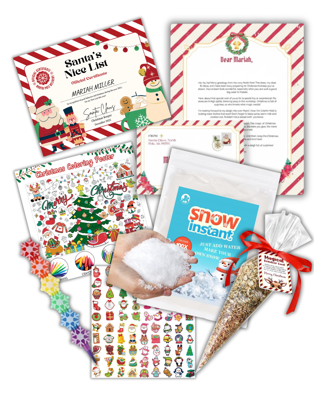 Ultimate Santa Package - Letter + Nice List Certificate + Stickers + Reindeer Food + Photo + Call